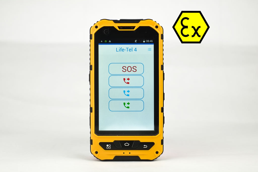 Life Tel 4 Ex-Ex beskyttelsessmarttelefon for ATEX sone 1/21 med dødmannsapp