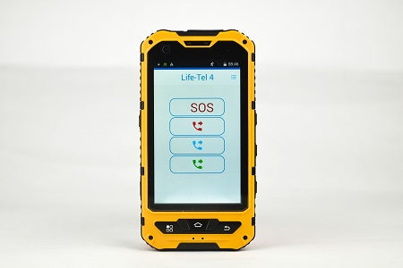 Life Tel 4 - Smartphone d'extérieur pour les travailleurs isolés avec interrupteur d'homme mort et application d'appel d'urgence